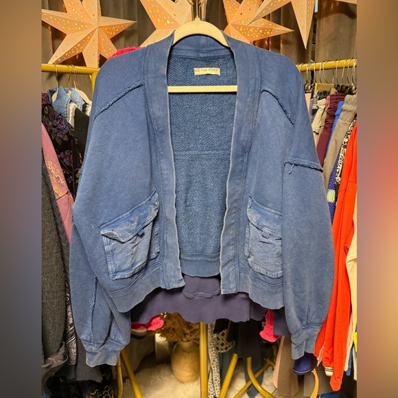 Free People We the Free Lou Day Cardi in Indigo Pura - Picture 6 of 8